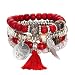 Produktbild Lazzgirl Hot Schmuck mehrschichtige bunte Perlen Münze Quaste Armbänder Metall Armband(C,One size)
