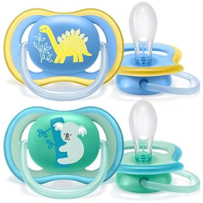 Philips Avent SCF349/11 Lot de 2 sucettes ultra air - 18+ Mois - Bleu/Vert