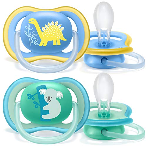 Philips Avent SCF349/11 Lot de 2 sucettes ultra air - 18+ Mois - Bleu/Vert