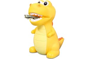 Lakpopya Dinosaurier Spardose fur Kinder, Groß Dino Sparschwein für Mädchen Jungen, Spardosen aus Sicheres PVC-Material für Dekoration des Kinderzimmers/Geschenk/Spielzeug/Taufgeschenke (Gelb)