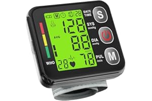 LVOZIZE Misuratore Pressione da Polso, 2 Utenti e 2 * 99 Misurazioni Memoria, Misurare Sanguigna Pressione e Frequenza Cardiaca, Misuratore di Pressione da Polso (Polsino 13,5-21,5 cm)