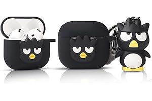 LEWOTE Compatibile con Apple AirPods 4 custodia protettiva divertente con simpatico cartone animato cover con portachiavi bambola (uccello nero)