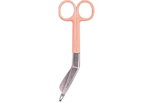 NATIVODEX Tijeras Enfermería - Tijeras Primeros Auxilios con Punta Roma - Especial Vendajes, Enfermera en Apuros, Accesorios, 14,5 cm. (Rosa Palo)