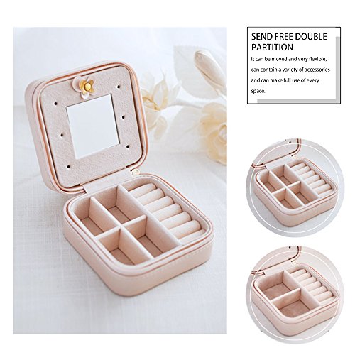 Anself Tragbar Schmuckkoffer Mini Schmuckkasten Schmuckbox mit Spiegel Modelle Optional - 4