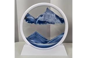 AzureLeap 3D Dynamic Liquid Motion Art, Moving Picture in Round Glass Frame, 3D Deep Sea Landscape in Motion, Flowing Display for Relaxing Desktop or Home Office Decor (7 inch - Blue)