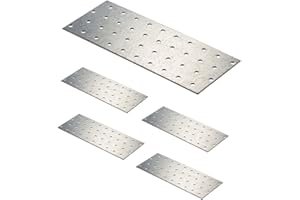 VHG INNOVATION VHG Flat Connecting Joining Plates - Pack of 5 pcs (200 x 80 x 2) Heavy Duty Perforated Brackets, Galvanised Steel Sheet Braces, Metal Timber Fixing Repair Connector
