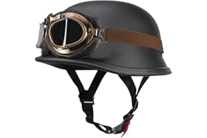 DIRERTYS Deutsch Helm Halboffenen Vintage Öffnen Motorradhelm Halb-Helm ECE-Zertifizierung Chopper Helm mit Sonnenbrille für Mopeds Cruiser Vintage Jet Helm Schnellverschlussschnallen M-XXL
