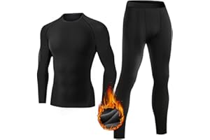 NEIALLA Thermal Underwear Mens Set - Winter Warm Quick Dry Top and Bottoms Moisture Wicking Plush and Thickening Ultra Soft Mens Thermals Top and Bottoms Base Layer Compression Daily Work Sport Gym Skiing M/L