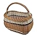 Produktbild Großer Einkaufskorb aus Weide Braun Weiß oval 42x28x45 cm Weidenkorb Autokorb Geflochten