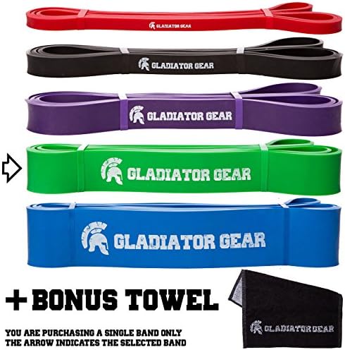 Pull Up Bands with BONUS Gym Towel &amp; E-Guide | SAVE 20% ON MULTIPACKS | For Pull Up Assist, Crossfit, Stretching &amp; Powerlifting Exercises | Premium Quality | Choose from 1 of 5 Resistance Bands | Heavy Duty &amp; Suitable For All Pull Up Bars | Improve Your Pull Up Strength Green for 50 to 125 Pounds of Resistanc