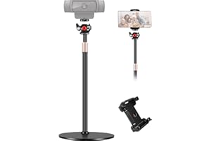 Etour Webcam Stand for Desk, Raise Height Desktop Stand with Adjustment for Logitech Webcam C920 C922 BRIO,360°Rotatable Ballhead Desktop Tripod for Live Streaming/Video Calling with 1/4" Thread