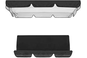 QOXEZY Replacement Canopy Swing Chairs, 3 Seater Garden Swing Seat Canopy Cover, Garden Swing Canopy Cover + Swing Seat Cover, Waterproof & Sunproof(Black 164x114x15cm)