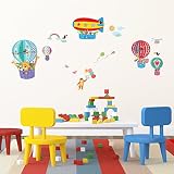 Decowall DA-1610B Tiere in Heißluftballons Wandsticker Wandaufkleber Wandtattoo Kinderzimmer - 4