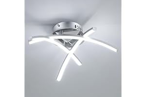Dorlink Lampara Techo LED 3 Luces, 21W 1890LM Lampara Techo Dormitorio, 6500K Blanco Frío Plafon LED Techo de Ondas, Lamparas de Techo Salón Plata, Lamparas Techo para Cocina, Comedor, Ø43CM