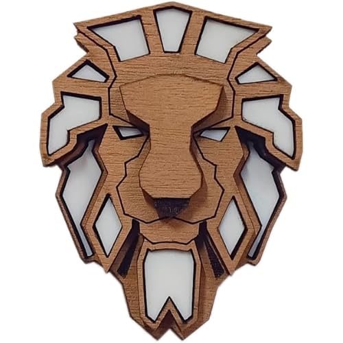 Acrylic Lion Wooden Brooch For Men