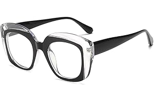 LJCZKA Occhiali Anti Luce Blu Donna, Montatura Occhiali da Vista Spessa Quadrati Grandi Occhiali Anti Affaticamento per Computer Gioco Lettura