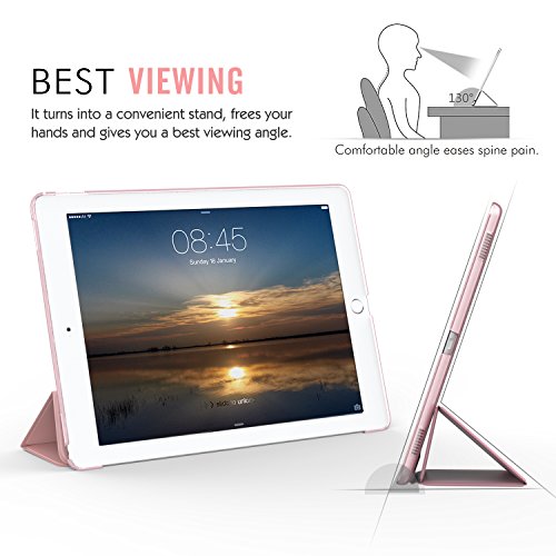 MoKo Hülle für iPad Pro 12.9 – Ultra Lightweight Slim PU Leder Tasche Schutzhülle Schale Smart Shell Case mit Auto Schlaf / Wach Funktion und Standfunktion für Apple iPad Pro 12.9 Zoll Tablet, Rose Gold - 6