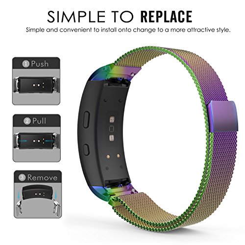 MoKo Samsung Gear Fit II Armband – Edelstahl Milanese Magnet Uhr Band Strap Uhrenarmband Erstatzband Replacement für Samsung Gear Fit II Smartwatch, Mehrfarbig - 6