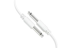 ExcelValley - 1-Pack - Cable de Guitarra de Instrumento Mono Conexión Conducción - TS 6,35mm 1/4" [Blanco - 180cm 71"]