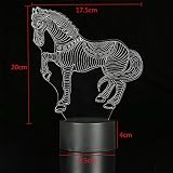 Tiere Pferd 3D Optische Illusions-Lampen, FZAI Tolle 7 Farbwechsel Acryl berühren Tabelle Schreibtisch-Nachtlicht mit 150 cm USB-Kabel für Kinder Schlafzimmer Geburtstagsgeschenke - 5