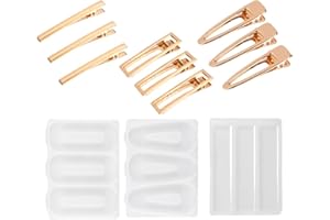 Operitacx 12 Pièces ensemble de moules en épingle à cheveux bricolage pinces à cheveux en résine barette en résine Moule silicone coiffure Moule époxy souple moule en épingle à cheveux UV