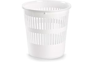 MACWE Acan Tradineur - Papelera de plástico con Rejilla, Cubo para Basura, Oficina, despacho, Estudio, Ligera y Resistente, Fabricada en España (Blanco, 28 x 27,5 cm)