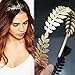 Pixnor Gold Leaf Headband Vintage Boho Alice Bridal Hair Crown Leaf Tiara