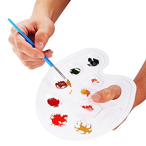 GWHOLE 3er Set Mischpaletten Palette Kunststoff Malsets mit 10 Mulden, Griffloch - 6