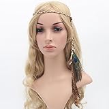 SwirlColor Boho-Pfau-Feder-Korn-Geflochtene Strand Hairband Stirnband Abendkleid -Partei Karneval Kopfschmuck Bonfire Partei-Kopfschmuck -Zubehör - 