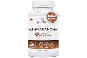 ‎BANDINI Bandini® Ashwagandha | Patentierter Ashwagandha-Wurzelextrakt KSM-66® | Hochdosiert mit 500 mg PRO KAPSEL | Original Indische Schlafbeere | vegan | 60 Kapseln | 1 Kapsel/Tag für 2 Monate Versorgung