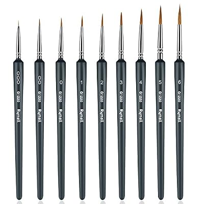 Rymall Pinceaux Pour Aquarelle, pinceaux acrylique, Rymall [9 Pcs] Peinture Pinceaux pour Nail Art Huile Artists Extra Fine Detail Brush