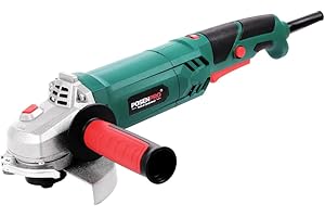Smerigliatrice Angolare 1100W, POSENPRO Taglio Molatura Angle Grinder 3000-12000RPM con 6 Velocità, Diametro Disco 125 mm, Perfetta per Levigare e Lucidare