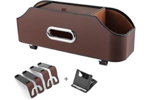 FARYODI Organizador de asiento de coche para niños, práctico organizador de coche con reposacabezas para niños y adultos, diseño multifunción para viajes, incluye portavasos y caja de pañuelos, color