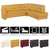 Leder-Ecksofa mit Bettfunktion, Relaxfunktion und zusätzlichem Stauraum in Form einer Schublade