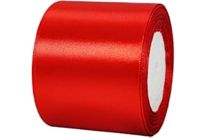 HONGCI Cinta Rojo Ancha 75mm, Satén Regalo, Tela, Lazo, Globos, Envolver Regalos, Navidad, Coche, Manualidades, Boda Cumpleaños Fiesta Decoración