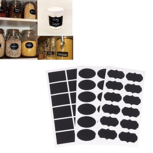 acmebuy £ ¨ TM) 36 x Kleine Kreide schwarz Board Mason Jar Etiketten Wiederablösbare Wandsticker Kreidetafel Billig Einzigartige Küche Organisation Decor - 4