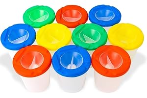LATRAT 10 StüCke Farbbecher mit Deckel,Tuschbecher für Kinder, Waschbecher Farbbecher Tuschbecher für Kinder Malpinsel Zufällige Farbe