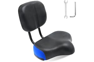 MOONCOOL Bike Seat with Backrest for Adults, Comfortable Bicycle Saddle with Suspension, Tricycle Seat with Backrest Fits MTB Mountain Bike, Folding Bike, Road Bike, Spinning Bike, Exercise Bikes