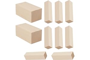 MoTrent 10PCS Basswood Blocks for Carving, 2 Sizes Natural Unfinished Wood Blocks Whittling Blocks Set for DIY Carving, Shaping, Painting Wood Art Craft