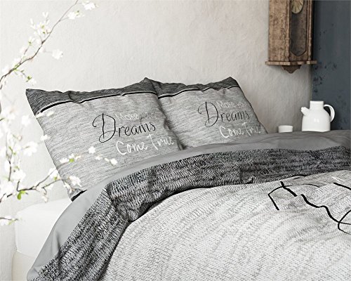 Bettwäsche Sleeptime True Dreams, 200cm x 200cm, Mit 2 Kissenbezüge 80cm x 80cm, Grau - 3