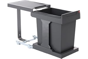 Hailo Collecteur de déchets 3635001 Solo manual, avec tiroir manuel, 1 seau intérieur de 20 l, pour armoires à partir de 300 mm de large, avec porte tournante, anthracite