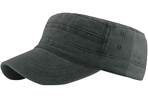 CheChury Męska czapka wojskowa z płaskim topem sprana bawełniana czapka wojskowa vintage czapka kadeta regulowana czapka z daszkiem, ZIELONY, rozmiar uniwersalny