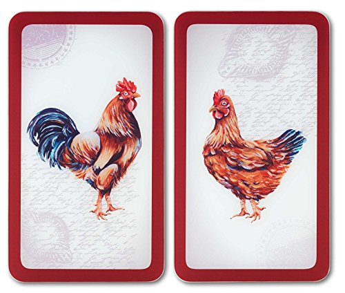 Wenko 2521471500 Herdabdeckplatte Universal Farm, 2-er Set für alle Herdarten, Gehärtetes Glas, 30 x 1,8-4,5 x 52 cm, mehrfarbig