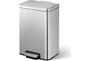 EKO Madison Bote de basura 20L acero cepillado, bote de basura cocina, pedal resistente, bote de basura baño, cierre suave, botes de basura, botes de basura para baño