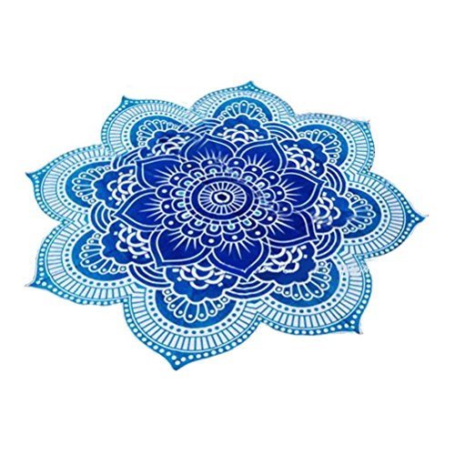 Pixnor Mandala Runde Lotus Strand werfen Gobelin Decke Wolldecke Hippie Boho Zigeuner Tischdecke Strandtuch Runde Yoga Matte blau