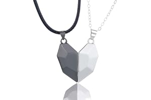 Xinlon 2 Piezas de Collar de Parejas con Imán de Corazón, Rompecabezas de Collares Magnéticos para Parejas, Colgante Corazón Amor Dividido para Novio, Novia, Marido, Esposa, Mejor Amigo