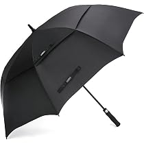 Grand Parapluie Pliable 157.5cm - Ouverture Auto, Coupe-Vent, Compact Voyage - Noir