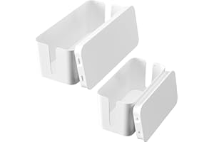 Relota Lot de 2 Boite Cache Cable, Cache multiprise, Boite Rangement Câble Electrique en Plastique, boîte Prise avec Couvercle, boîtes Range Câbles, Cable Management Box, Moyen et Petites, Blanc