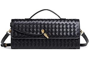 CuteClear Woven Clutch Purses for Women, PU Leather Shoulder Crossbody Evening Bag Satchel Handbag for Formal, Wedding, Party