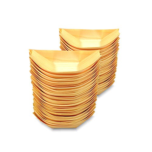 Small Bamboo Wooden Boat 12x7cm (100pack), Perfect for Party, Banquet P301 (100)